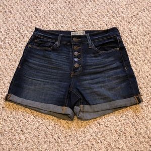 Dark Wash Button Fly Denim Jean Shorts